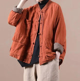 Quilted Ethnic Style Cotton And Linen Coat