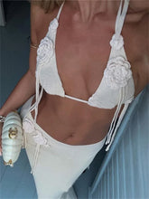 Floral Tassel Open Back Knitwear Long Skirt Sets