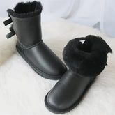 Double Bow Sweet Girl Fur Snow Boots