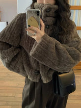 Cropped Faux Buttoned Fur Coat