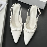 Butterfly-knot Pointed Toe Buckle Strap Mule Shoes
