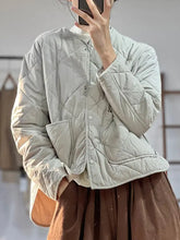 Women Solid Color Loose Quilted Coats