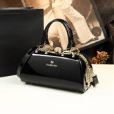Leather Handle Leopard Print Handbag
