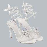 Crystal Embellished Butterfly White Shoes