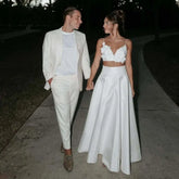 3D Flower Sling Crop Top and A-line Skirt Suit