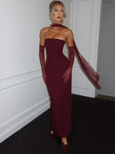 Scarf Collar Strapless Off-shoulder Long Dress