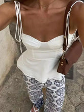 White Smocked Strappy Ruffle Solid Camisole