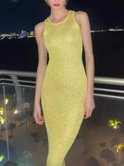 Knit Sequin Tank Midi Dress