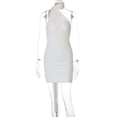 Drape Halter Solid Mini Dress