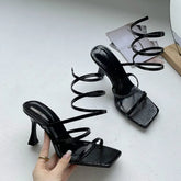 Cross Ankle Strap Square Toe Shoes
