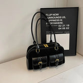 Women's Double Pocket Zipper Underarm Bag