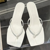 Square Clip Toe Thin Heels Ladies Sandals