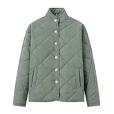 Solid Stand Collar Quilted Jacket
