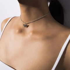 Silver Fluttering Butterfly Earrings and Necklace Set