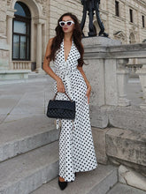 3D Flowers Polka Dot Print Backless Dress