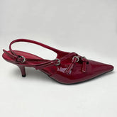 Pointed Toe Buckle Medium Heels Pumps Shoes