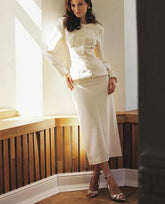 Long Sleeves Shirt With High Waist Long Skirt Set