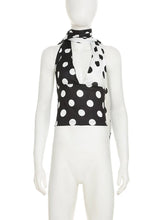 Contrast Polka Dot Cross Scarf Vest Two Wears Short Top