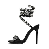 Crystal Embellished Wrap Around Stiletto Heels