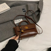 Faux Leather Flap Short Handle Crossbody Bags