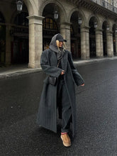 Lapel Striped Oversize Full Sleeve Long Coat