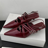 Pumps Slingback Pointed Toe Thin Low Heels Shoes