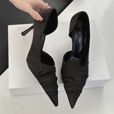 Pleated Shallow Pointed Toe Thin High Heels Shoes