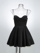 Solid Fit And Flare Spaghetti Strap Mini Dress