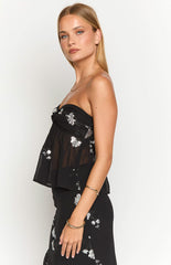 Shyla Black Strapless Top