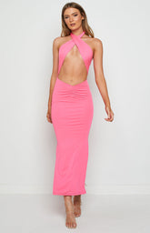 Sofia Halter Midi Dress Pink