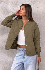 Steph Khaki Quilted Bomber Jacket