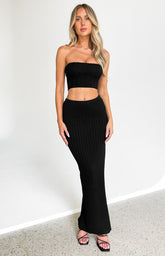 Summertime Black Knit Maxi Skirt