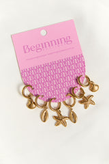 Tahls Gold Sea Shell Earring Set 3 Pack