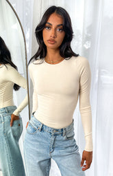 Tamia Cream Long Sleeve Bodysuit