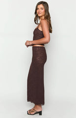 Willow Brown Lace Midi Skirt