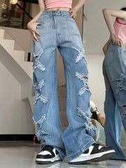 Vintage High Rise Ripped Boyfriend Jeans