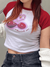 Cherry Print Raglan Short Sleeve Tee