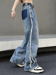 Vintage Multi Pocket Side Raw Trim Cargo Jeans