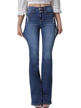 Vintage Blue High Elasticity Ripped Flare Jeans