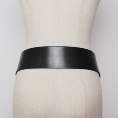Wide Unisex Black Leather Belt