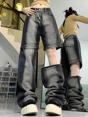 Vintage Ombre Removable Design Boyfriend Jeans