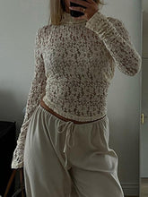 Turtleneck Lace Mesh Long Sleeve Base Top