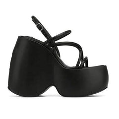 Black High-heeled platform Ankle Strap Sandals