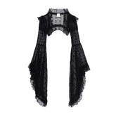 Long flared sleeve lace ruffle shrug top
