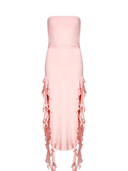 Lisa Strapless Ruffle Dress in Pink