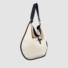 Black Trim Round Canvas Tote Bag
