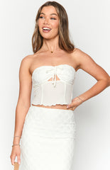 Rilee White Strapless Crop Top