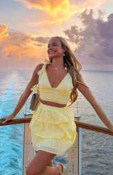 Madelyn Yellow Shoulder Tie Top