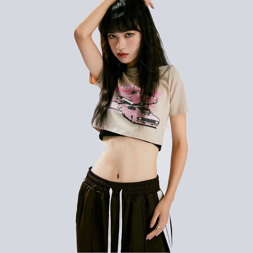 Car Print Crop Top