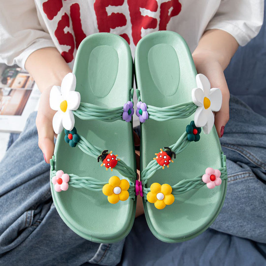 Ladybugs & Flower Decor Sandals